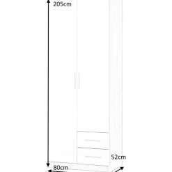 Abdel 2 garderob med inredning - Vit/sonoma ek