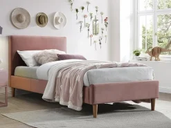 Acoma sängram 90x200 cm - Rosa sammet + Textilrengöring för möbler