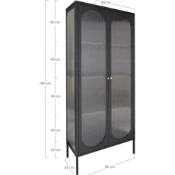Adelaide vitrinskåp 80x180 cm - Svart