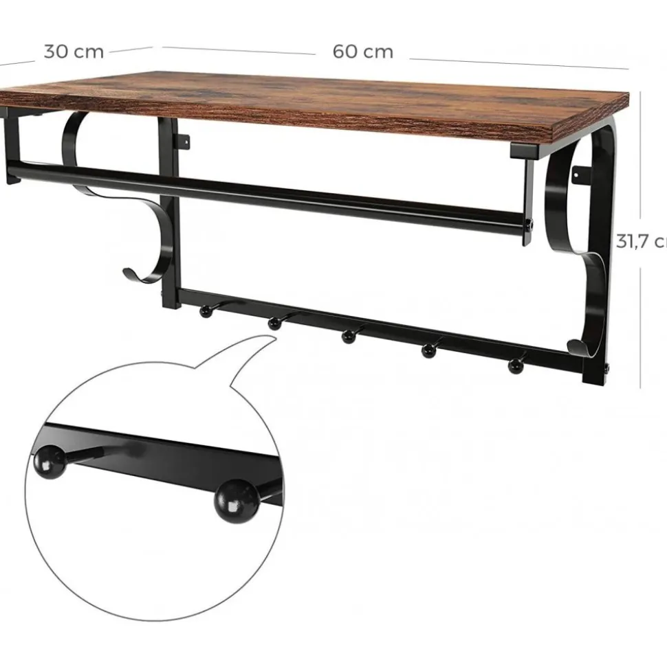 Aksel hatthylla - Brun/svart