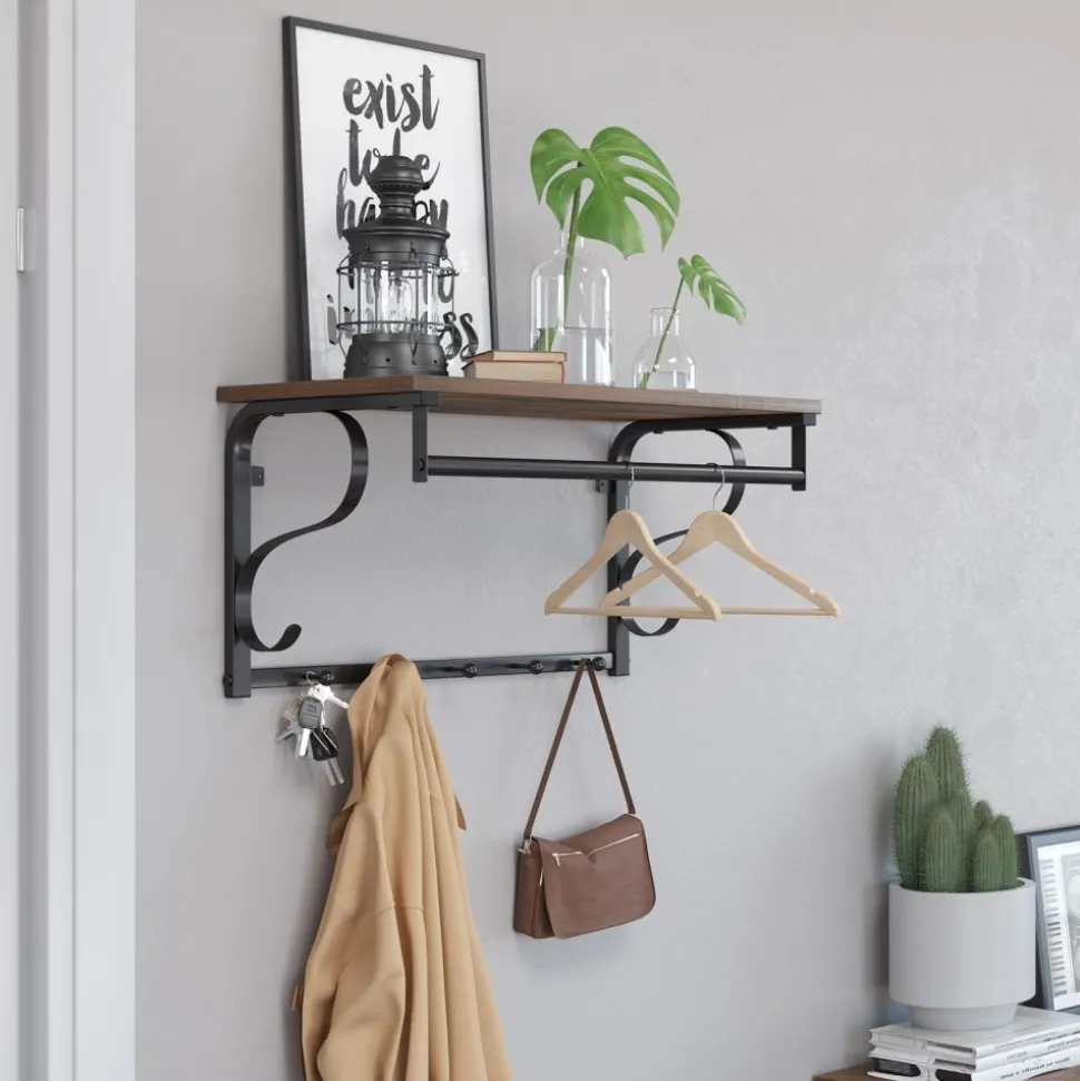 Aksel hatthylla - Brun/svart