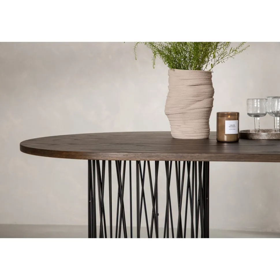 Alborga oval matbord 220 x 100 cm - Svart/mocca