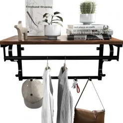 Aleksander hatthylla 66 cm - Brun/svart