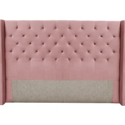 Almedal sänggavel med knappar (Rosa sammet) - Valfri bredd