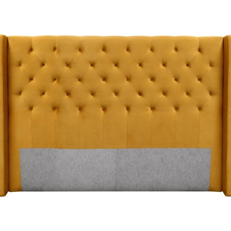 Almedal sänggavel med knappar (Guld Sammet) - Valfri bredd