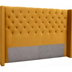 Almedal sänggavel med knappar (Guld Sammet) - Valfri bredd