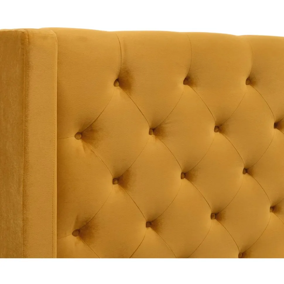 Almedal sänggavel med knappar (Guld Sammet) - Valfri bredd