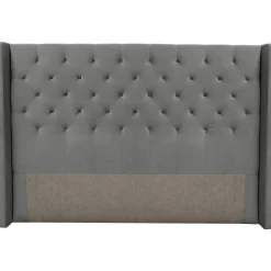 Almedal sänggavel med knappar (Grå Sammet) - Valfri bredd