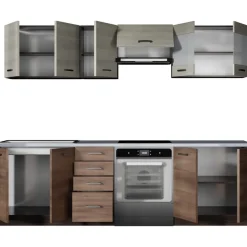 Amanda komplett kök 260 cm - Mörkbrun/navara ek/wenge/granit