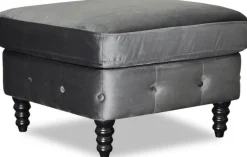 Ashford chesterfield fotpall - Mörkgrå sammet