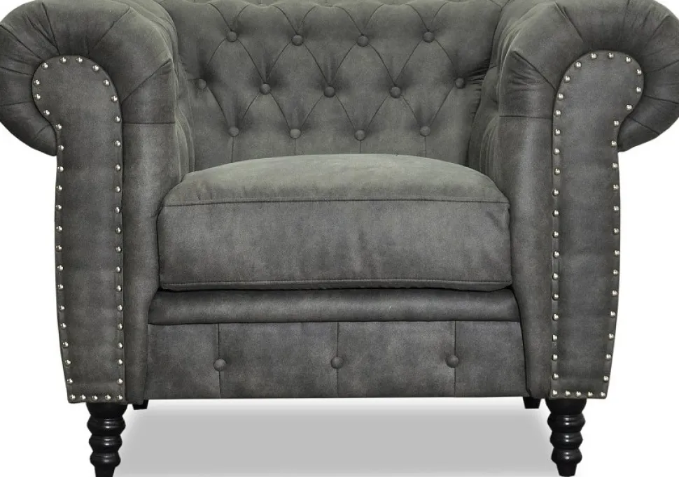 Ashford chesterfield fåtölj - Vintage ecoläder