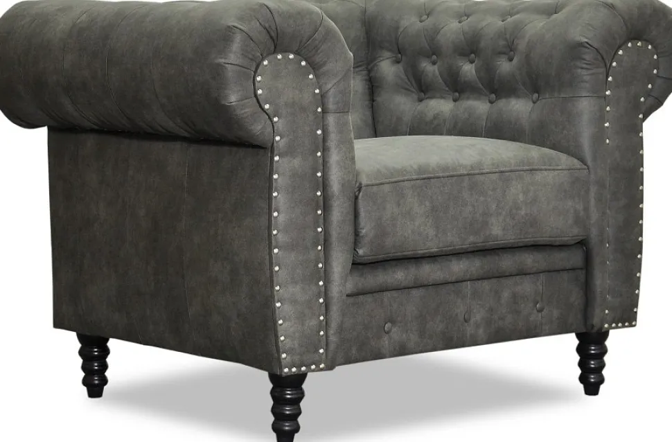 Ashford chesterfield fåtölj - Vintage ecoläder