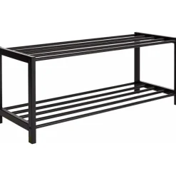 Atna svart skohylla 80 cm + Möbeltassar