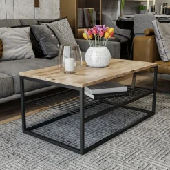 Azur soffbord 95 x 55 cm - Furu/svart