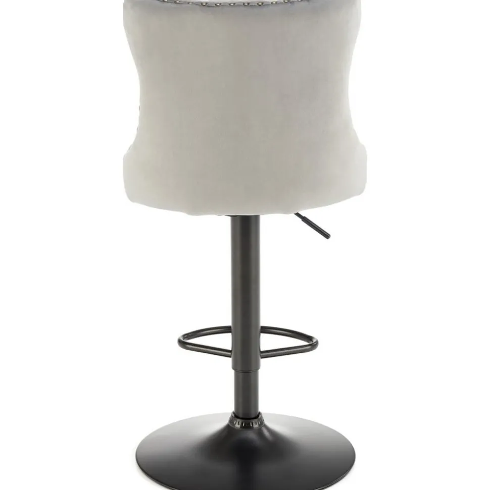 Barstol grå sammet gaslift - Pelican