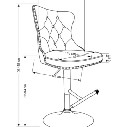 Barstol grå sammet gaslift - Pelican