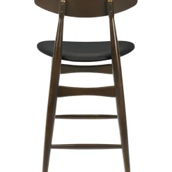 Barstol i valnöt & svart konstläder