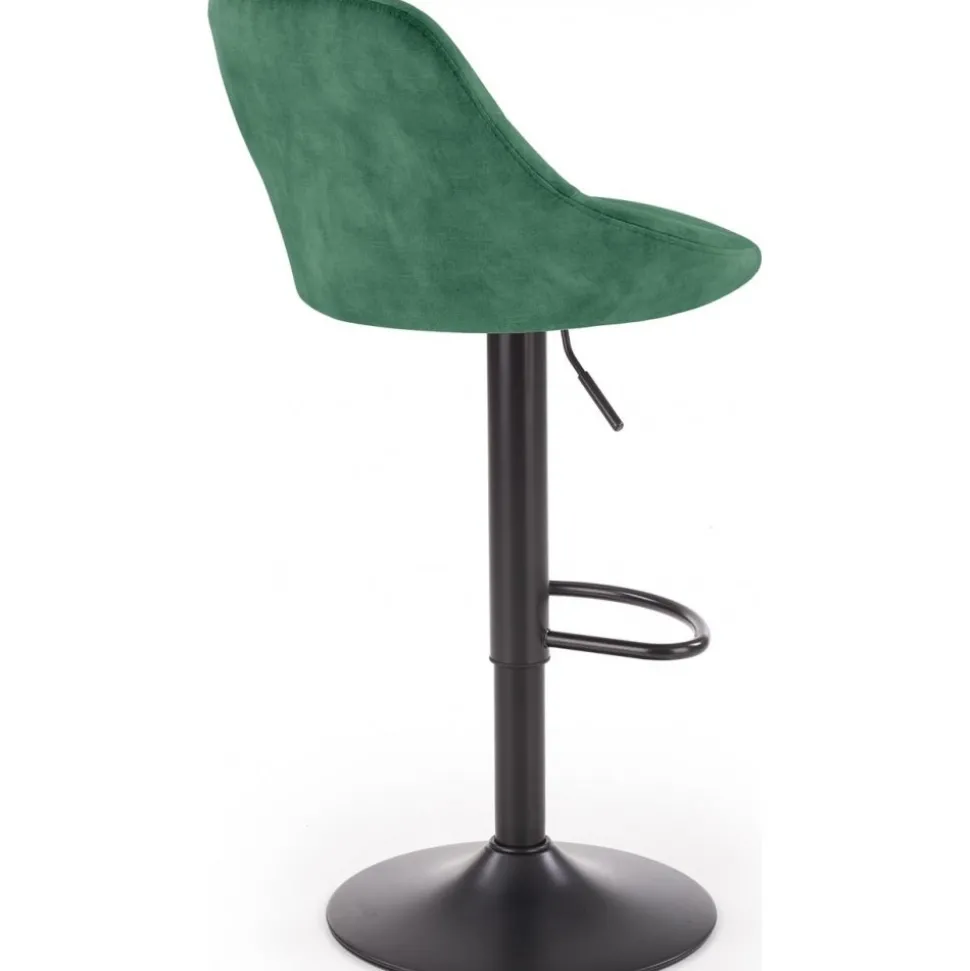 Barstol med grön klädsel & svart fot