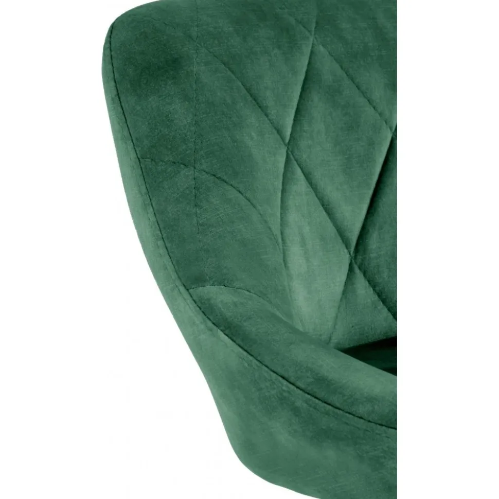 Barstol med grön klädsel & svart fot