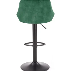 Barstol med grön klädsel & svart fot