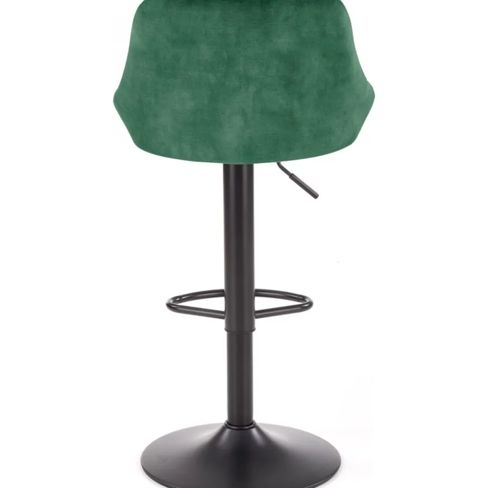 Barstol med grön klädsel & svart fot
