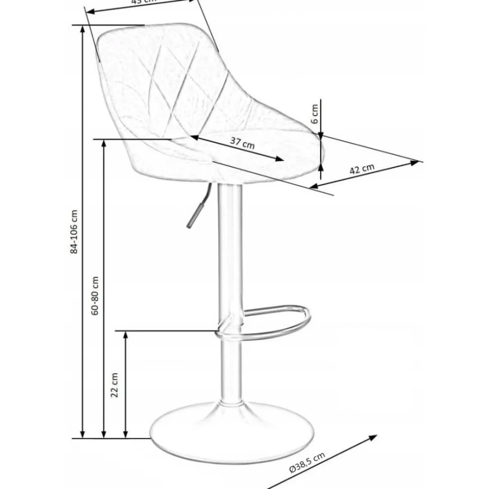 Barstol med grön klädsel & svart fot
