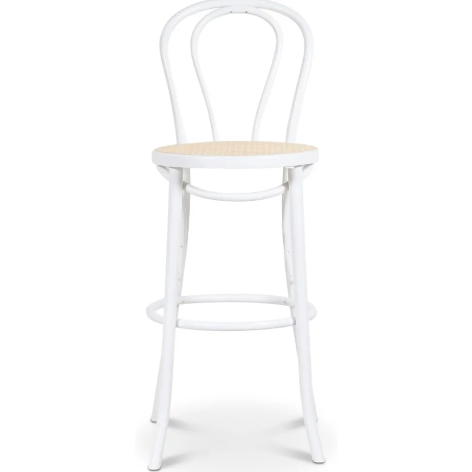 Barstol med rottingsits - Vit