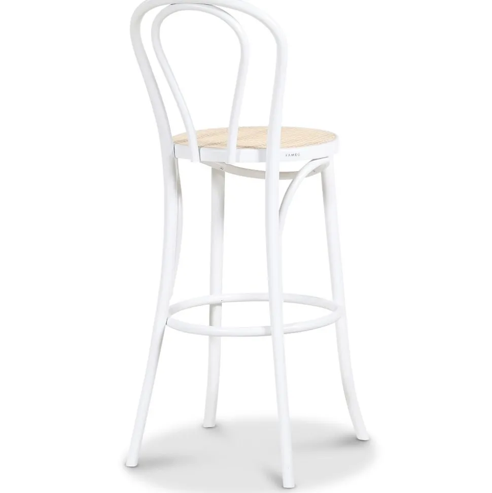 Barstol med rottingsits - Vit