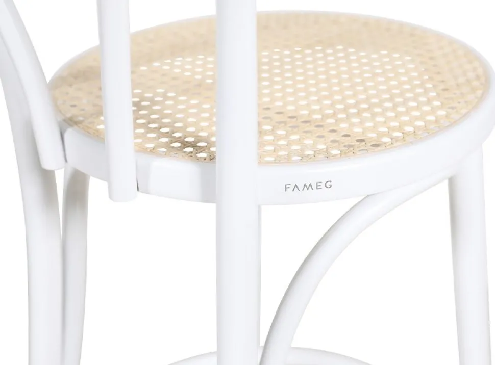 Barstol med rottingsits - Vit