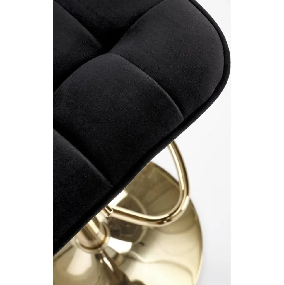 Barstol svart sammet med guldfot - Sitthöjd 62-84 cm