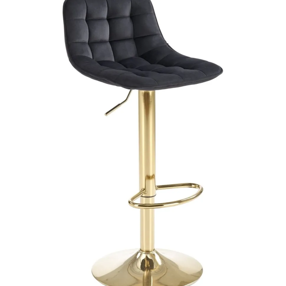 Barstol svart sammet med guldfot - Sitthöjd 62-84 cm + Möbeltassar
