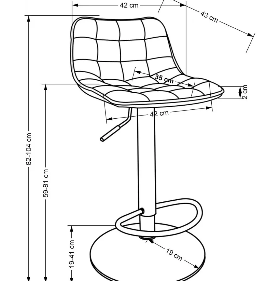 Barstol svart sammet med guldfot - Sitthöjd 62-84 cm + Möbeltassar