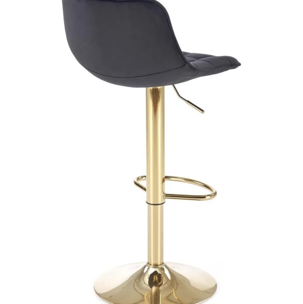 Barstol svart sammet med guldfot - Sitthöjd 62-84 cm + Möbeltassar