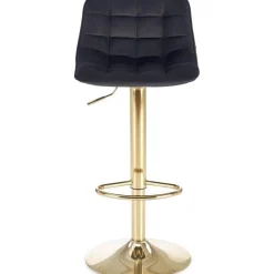 Barstol svart sammet med guldfot - Sitthöjd 62-84 cm + Möbeltassar