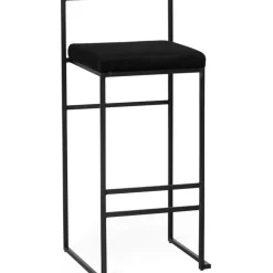 Barstol svart sammet sitthöjd 75 cm + Möbeltassar