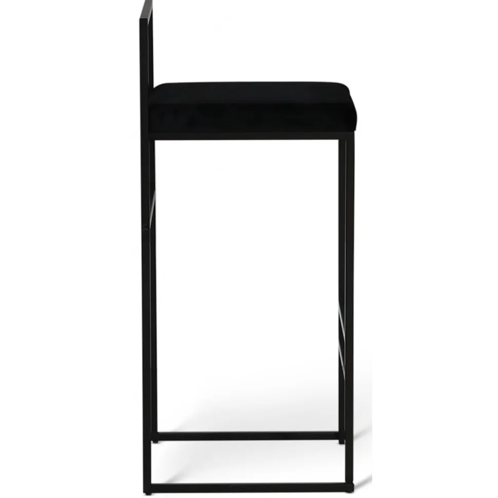 Barstol svart sammet sitthöjd 75 cm + Möbeltassar