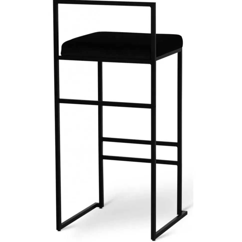 Barstol svart sammet sitthöjd 75 cm + Möbeltassar