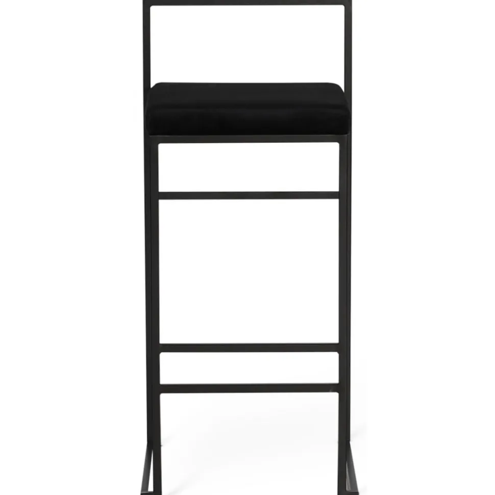 Barstol svart sammet sitthöjd 75 cm + Fläckborttagare för möbler