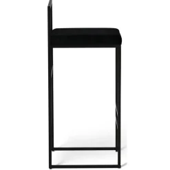 Barstol svart sammet sitthöjd 75 cm + Fläckborttagare för möbler