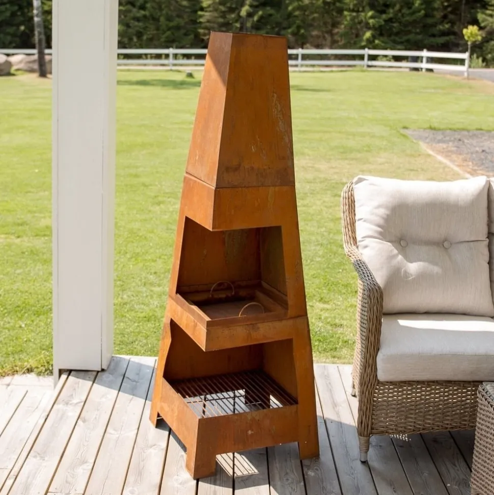 Bastian eldstad 50 x 50 cm - Rostorange + Rengöringsmedel för utemöbler