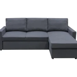 Bäddsoffa 220 cm bred mörkgrå med förvaring