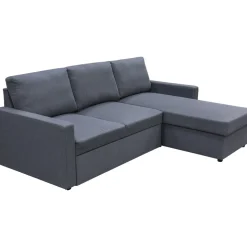 Bäddsoffa 220 cm bred mörkgrå med förvaring + Textilrengöring för möbler