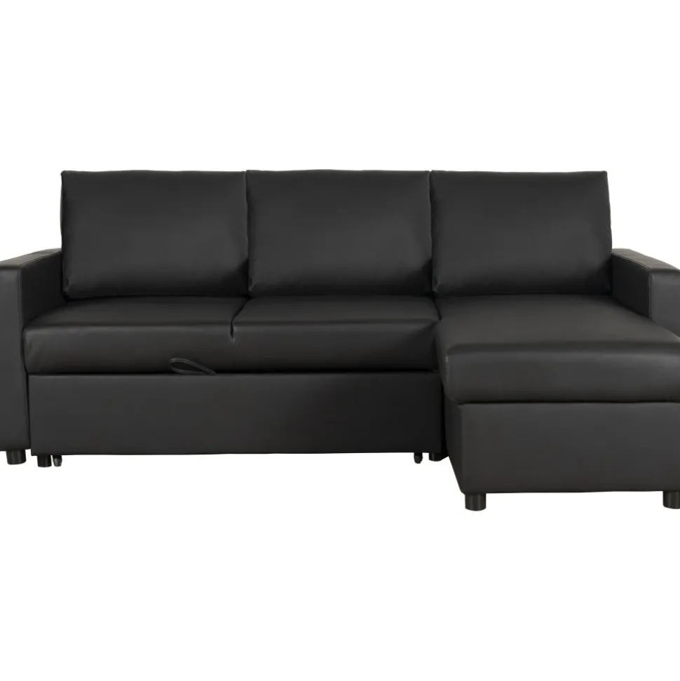 Bäddsoffa 218 cm PU-läder svart - Dream