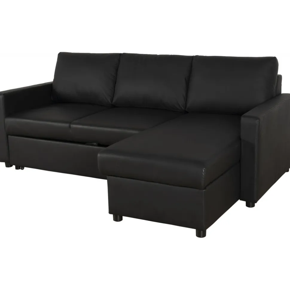 Bäddsoffa 218 cm PU-läder svart - Dream