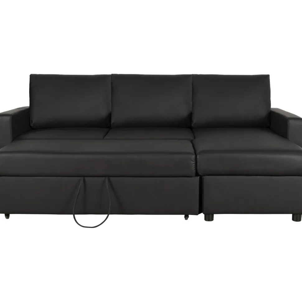Bäddsoffa 218 cm PU-läder svart - Dream