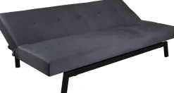 Bäddsoffa i mörkgrå sammet