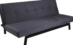 Bäddsoffa i mörkgrå sammet