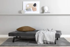 Bäddsoffa i mörkgrå sammet + Textilrengöring för möbler