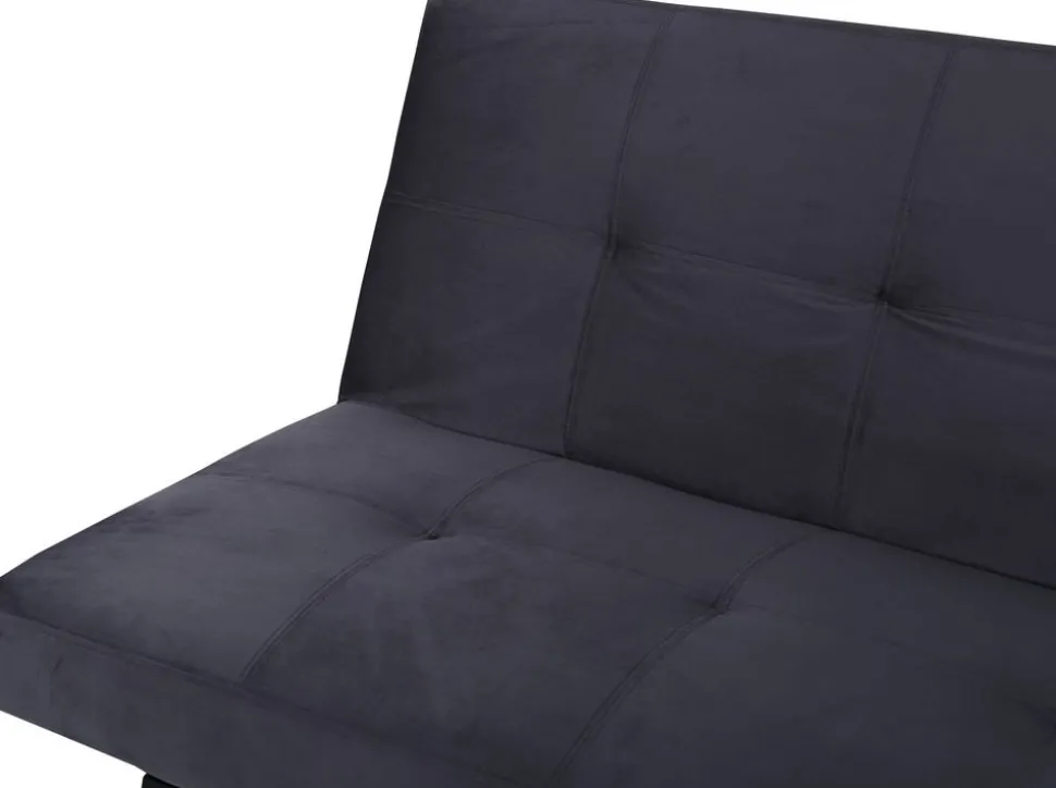 Bäddsoffa i mörkgrå sammet + Textilrengöring för möbler