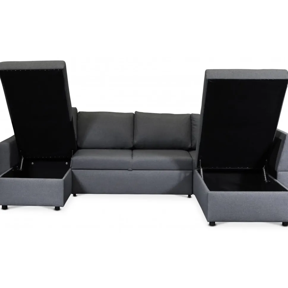 Bäddsoffa i U-design grå - Dream + Fläckborttagare för möbler